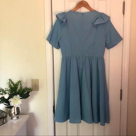 Sky Blue Ruffled Dress - Picture 6 of 6